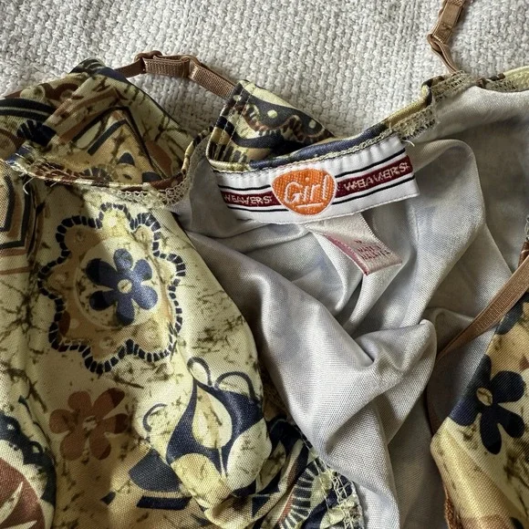 Vtg Weavers Girl Camisole M Boho Floral Lace Trim Y2K Retro Tank Top Babydoll - Picture 5 of 6